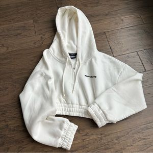 Alphalete Women's White Cropped Hoodie